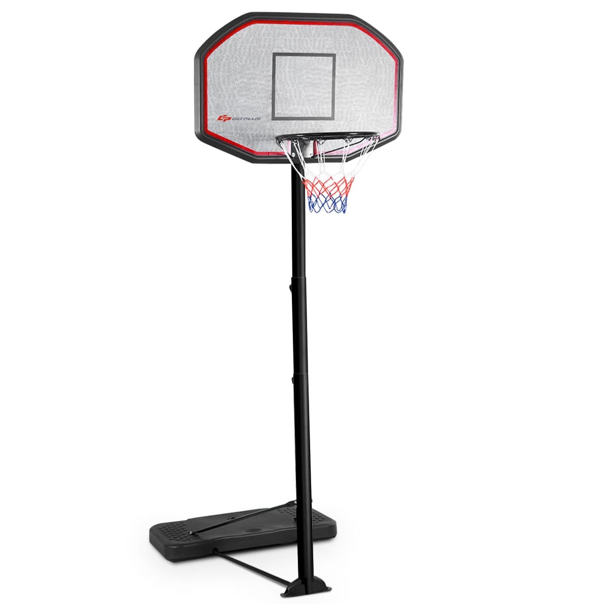 CostwayPanier de Basket sur Pied Réglable avec 2 Roues Hauteur Réglable 220-305cm Base Remplissable pour Enfants Ados Adultes