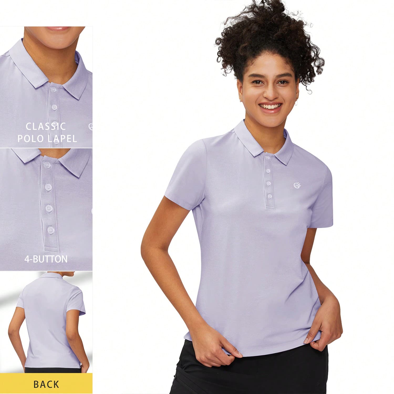 Chemise polo de golf pour femmes, manches courtes, séchage rapide, à 4 boutons, hauts performants évacuant l'humidité, sports, tennis, fitness,